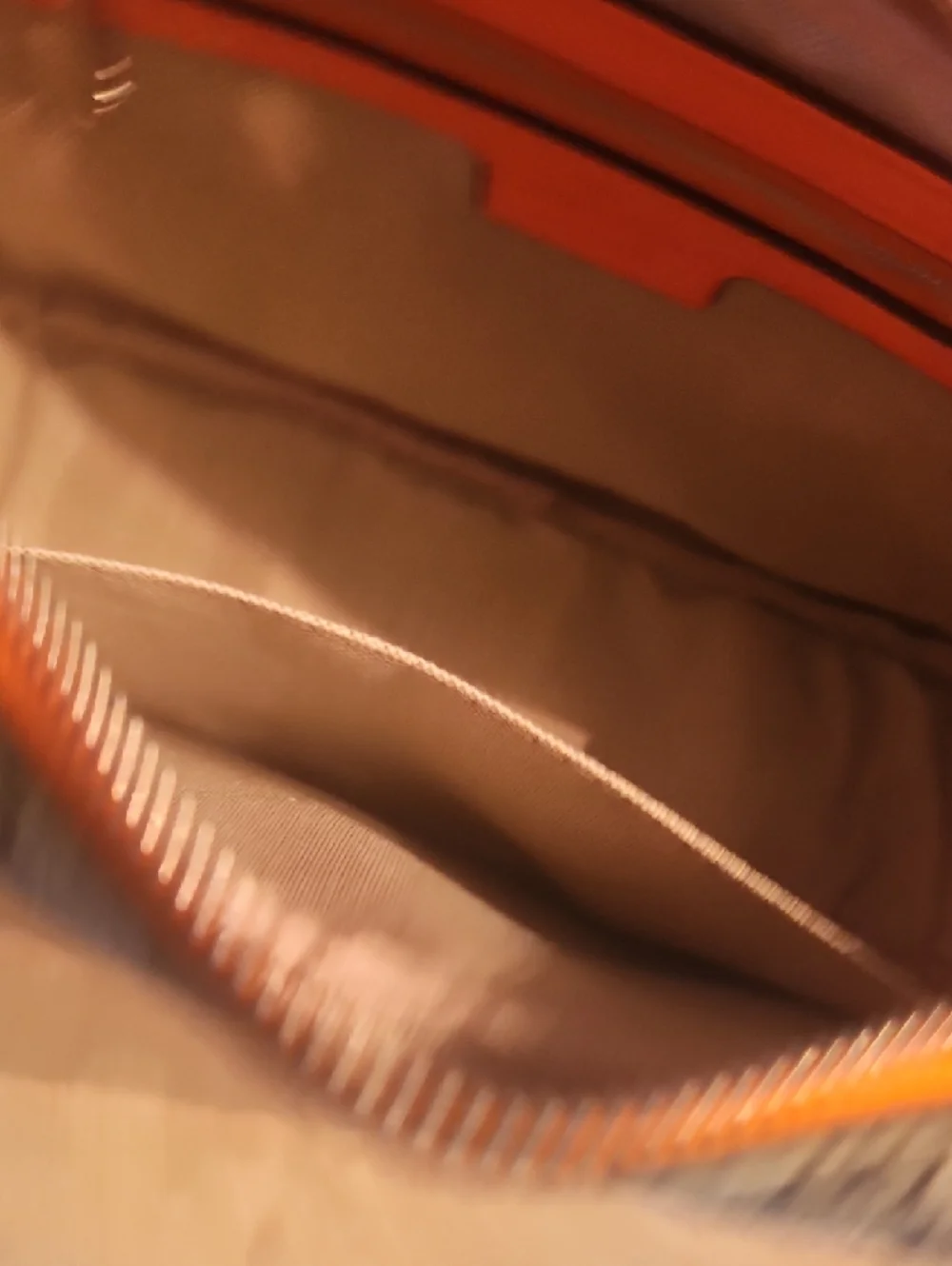 Inspired By Desiner Brown Supreme Crossbody with Orange Accents - Picture 9 of 16